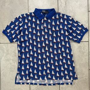 Vintage Polo Sport Ralph Lauren Polo Size L All Over Print Sailboats Nautical